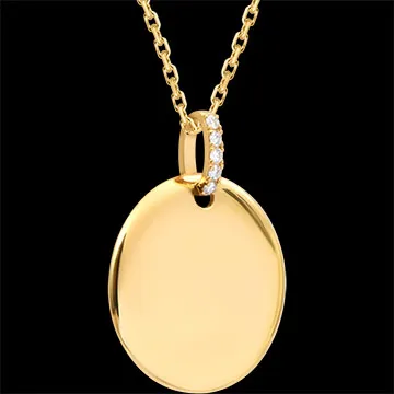 Hélène ronde graveerbare medaille – 18 karaat geelgoud en synthetische diamanten