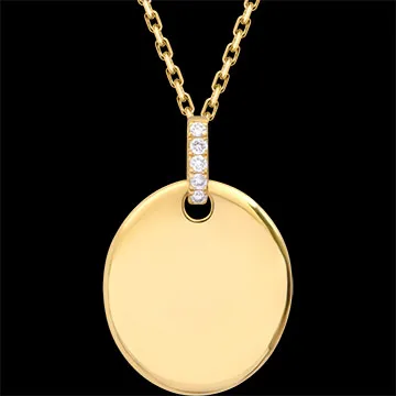Ovale graveermedaille Solène – 9 karaat geelgoud en synthetische diamanten