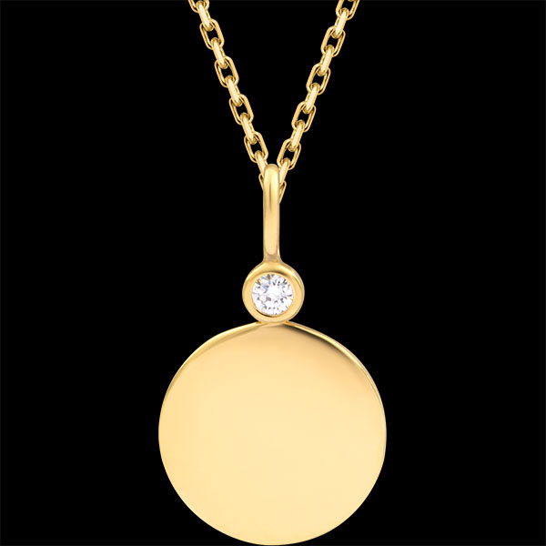 Isaline Ronde Graveerbare Medaille – 18 karaat Geelgoud & Lab-Gediamanten