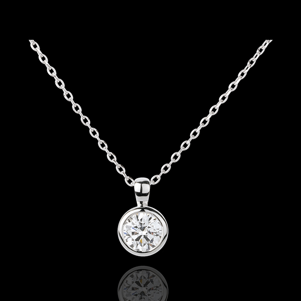 Halsketting Solitaire pop 18 karaat witgoud - 0.75 carat