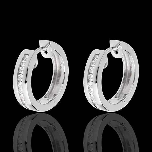 Creolen 9 karaat witgoud Diamant - rails - 0.24 karaat - 22 Diamanten