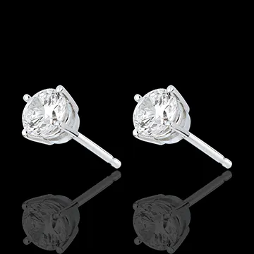 Oorbellen 18 karaat witgoud - 4 Diamanten pootjes - 1 karaat