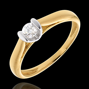 Solitaire Caldeira- 18 karaat witgoud en geelgoud - 0.19 karaat Diamant