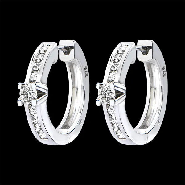 Oorbellen Origine - Rails - 9 karaat witgoud met Diamanten