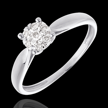 Ring Roseau 18 karaat witgoud bezet - 7 Diamanten - 0.12 karaat