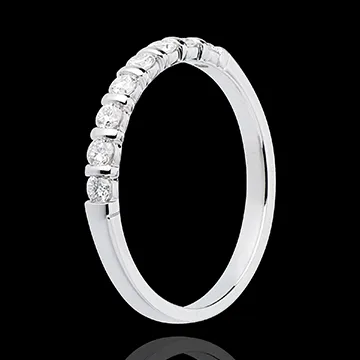 Trouwring 18 karaat witgoud half bezet - 0.3 karaat - 8 Diamanten
