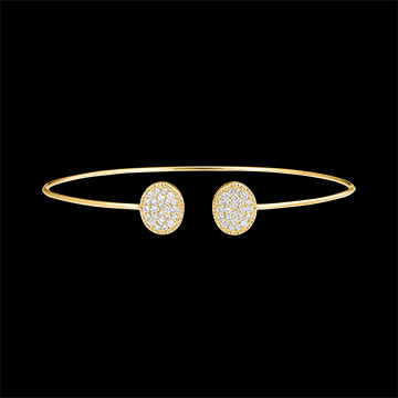 Bedelarmband - Jij en Ik Ellips - 9 karaat geelgoud en diamanten