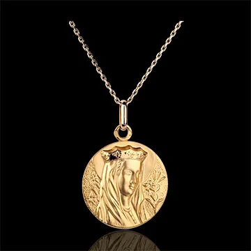 Medaille gekroonde Maagd 20 mm - 18 karaat geelgoud