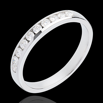 Trouwring 18 karaat witgoud bezet - rails - 0.3 karaat - 10 Diamanten