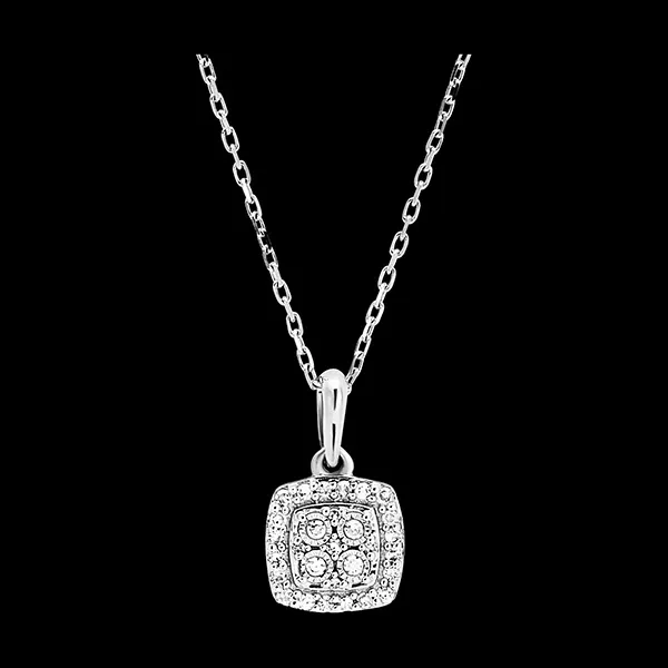 Hanger Oorsprong - Vierkante Schittering - 18 karaat witgoud en diamanten