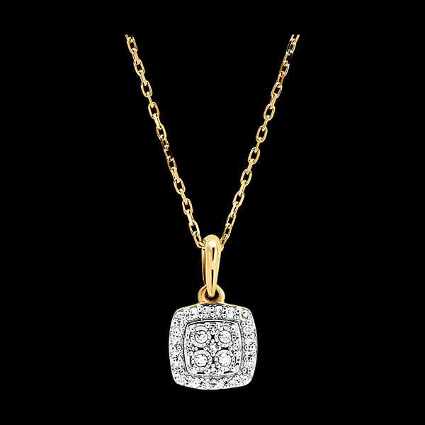 Hanger Origine - Vierkante Schittering - 18 karaat wit en geelgoud en diamanten