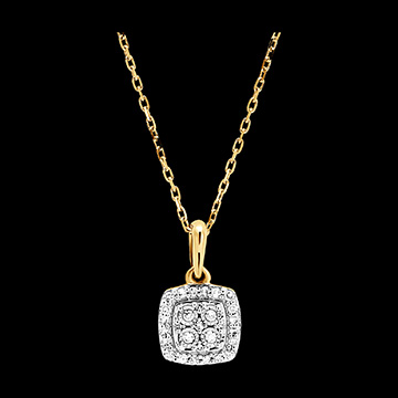 Hanger Origine - Vierkante Schittering - 18 karaat wit en geelgoud en diamanten