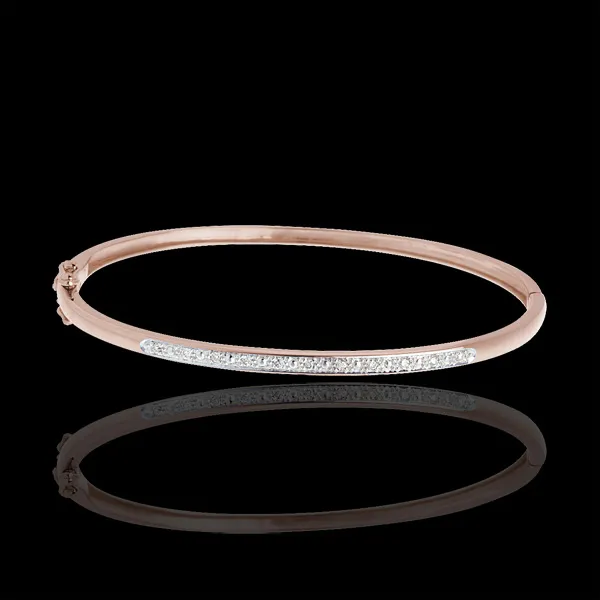Brăţară fixă diorama diamante setate canal - aur roz de 18K - 11 diamante