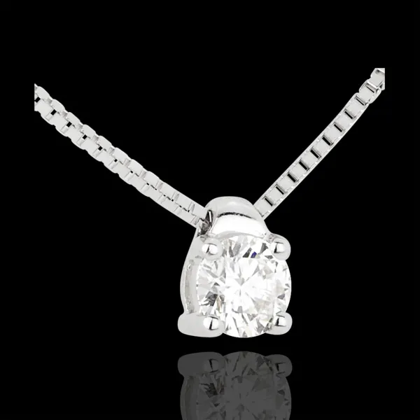 Colier solitaire din aur alb de 18K (TGM) - 0.26 carate