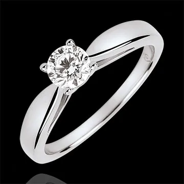 Solitaire mlădiere - diamant 0.4 carate - aur alb de 18K