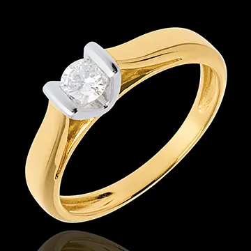 Solitaire Caldeiră - diamant de 0.25 carate - aur alb şi aur galben de 18K