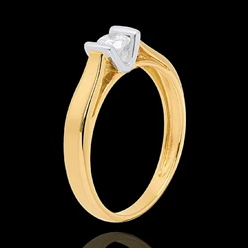 Solitaire Caldeiră - diamant de 0.25 carate - aur alb şi aur galben de 18K