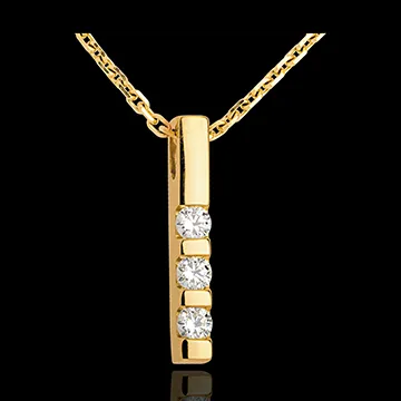 Pandantiv trilogie din aur galben de 18K - 0.22 carate - 3 diamante