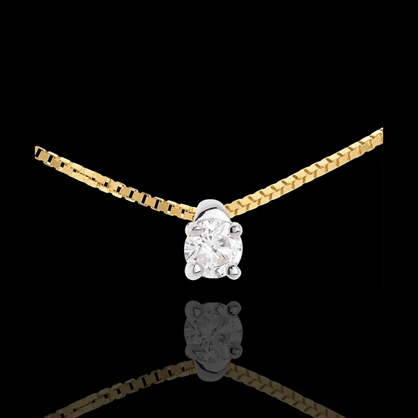 Colier solitaire din aur galben de 18K - 0.16 carate