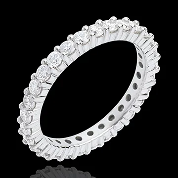 Verighetă din aur alb de 18K pavată - setare gheruţe tur complet - 1.11 carate - 29 diamante