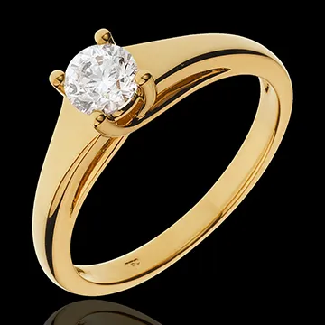 Inel solitaire Diademă aur galben de 18K - diamant 0.47 carate