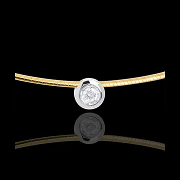 Colier Cablu diamant - aur alb şi aur galben de 18K