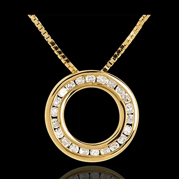 Colier pendul din aur galben de 18K pavat - 22 diamante