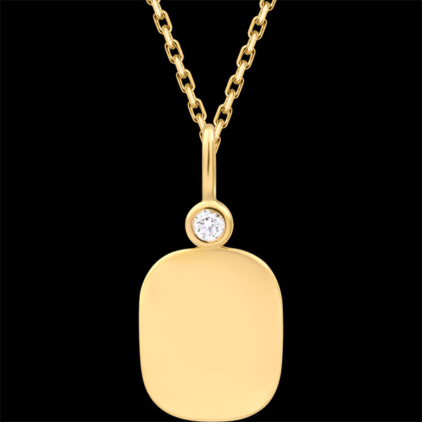 Medalion butoi gravabil Églantine – Aur galben 18K și diamant de laborator