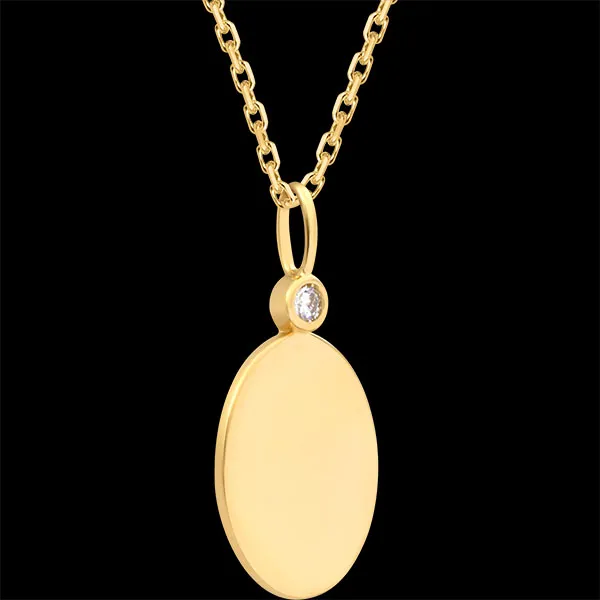 Medalion oval Élodie cu diamante sintetice – Aur galben 9K