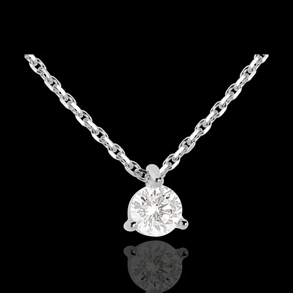 Colier solitaire din aur alb de 18K pavat - 0.26 carate