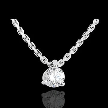 Colier solitaire aur alb de 18K - 0.31 carate