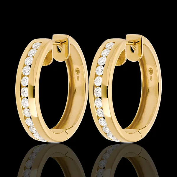 Creole din aur galben de 18K cu diamante - setate bară - 0.43 carate - 24 de diamante