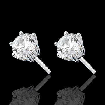 Cercei din aur alb de 18K - diamant 6 gheruţe - 2 carate