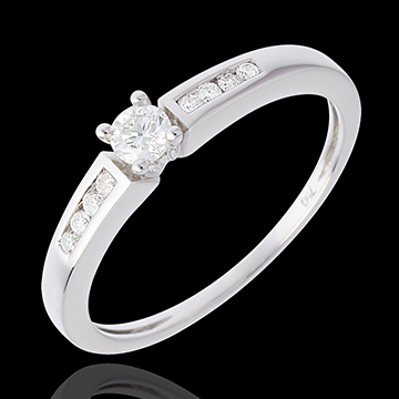 Solitaire Octavă aur alb de 18K - diamant 0.13 carate