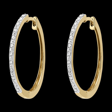 Creole semi pavate cu diamante - Noa - aur galben de 18 carate și diamante