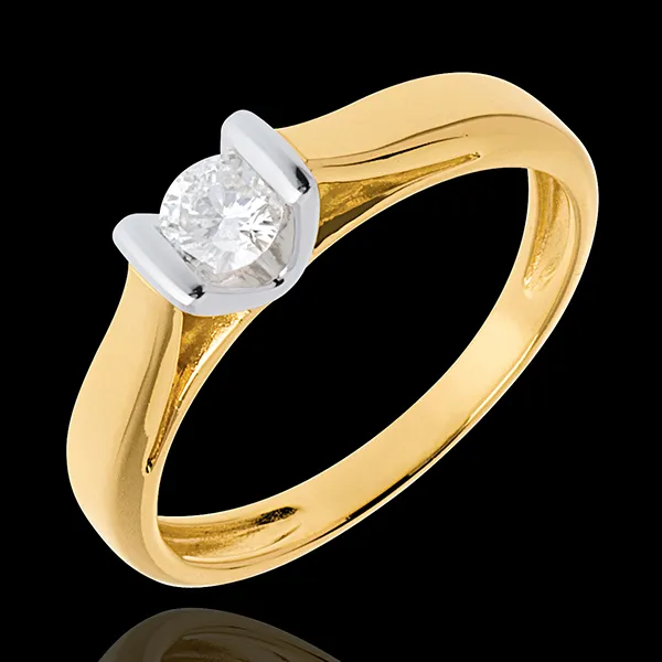 Solitaire Caldeiră - diamant de 0.25 carate - aur alb şi aur galben de 18K