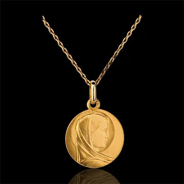 Medalion Fecioara clasic 15mm - aur galben de 18K