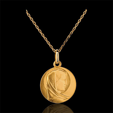 Medalion Fecioara clasic 15mm - aur galben de 18K
