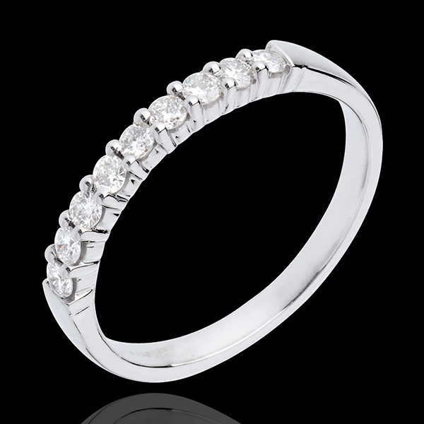 Verighetă din aur alb de 18K semi pavată - fixate în gheruţe- 0.25 carate - 9 diamante