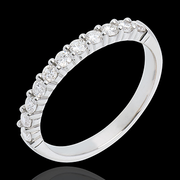 Verighetă din aur alb de 18K semi pavată - fixate în gheruţe- 0.4 carate - 11 diamante