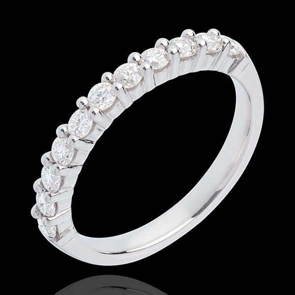 Verighetă din aur alb de 18K semi pavată - fixate în gheruţe- 0.5 carate - 11 diamante