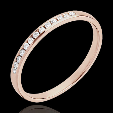 Verighetă aur roz de 18K diamant