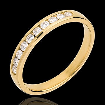 Verighetă din aur galben de 18K semi pavată - setare bară - 0.25 carate - 10 diamante