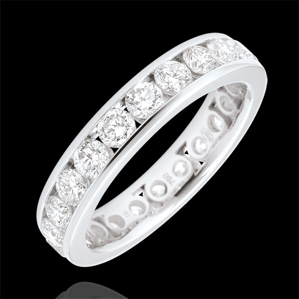 Verighetă din aur alb pavată - setare bară - 1.9 carat - 23 diamante
