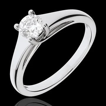Inel solitaire Diademă aur alb de 18K - diamant 0.47 carate