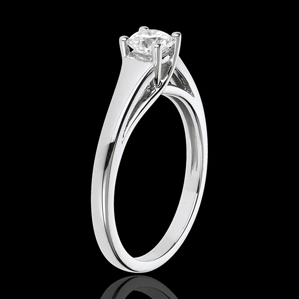 Inel solitaire Diademă aur alb de 18K - diamant 0.47 carate