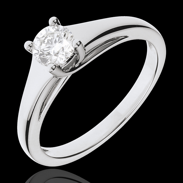 Inel solitaire Diademă aur alb de 18K - diamant 0.47 carate