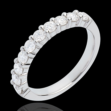 Verighetă din aur alb de 18K semi pavată - fixate în gheruţe- 0.65 carate - 10 diamante