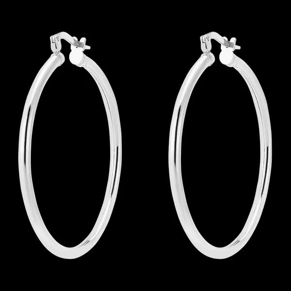 Middeldikke creolen – diameter 30mm – wit goud 18 karaats