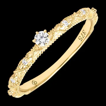 Éloa Ring – 9 karaat geelgoud en synthetische diamanten
